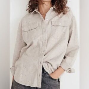 Madewell Cream Donegal Flannel Shacket button up shirt